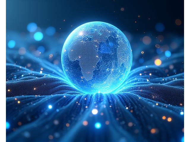 Image conceptuelle d'un environnement digital futuriste avec des circuits imprimés lumineux et des données flottantes, illustrant l'IA et la VR en voyage.