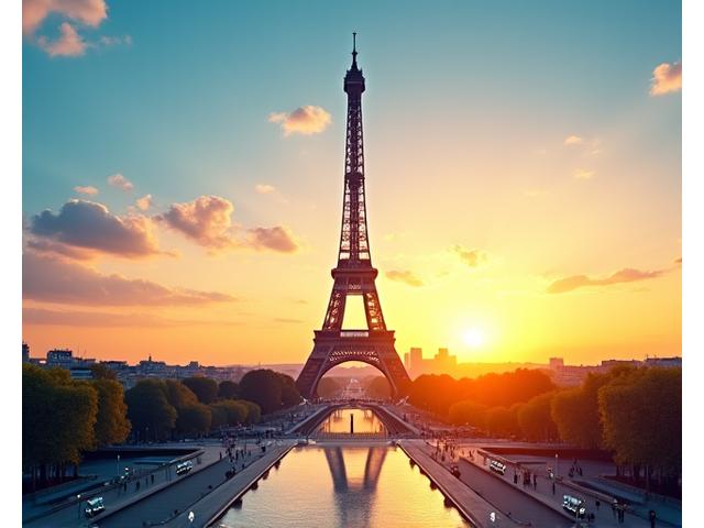 Vue immersive de la Tour Eiffel à Paris en réalité virtuelle.